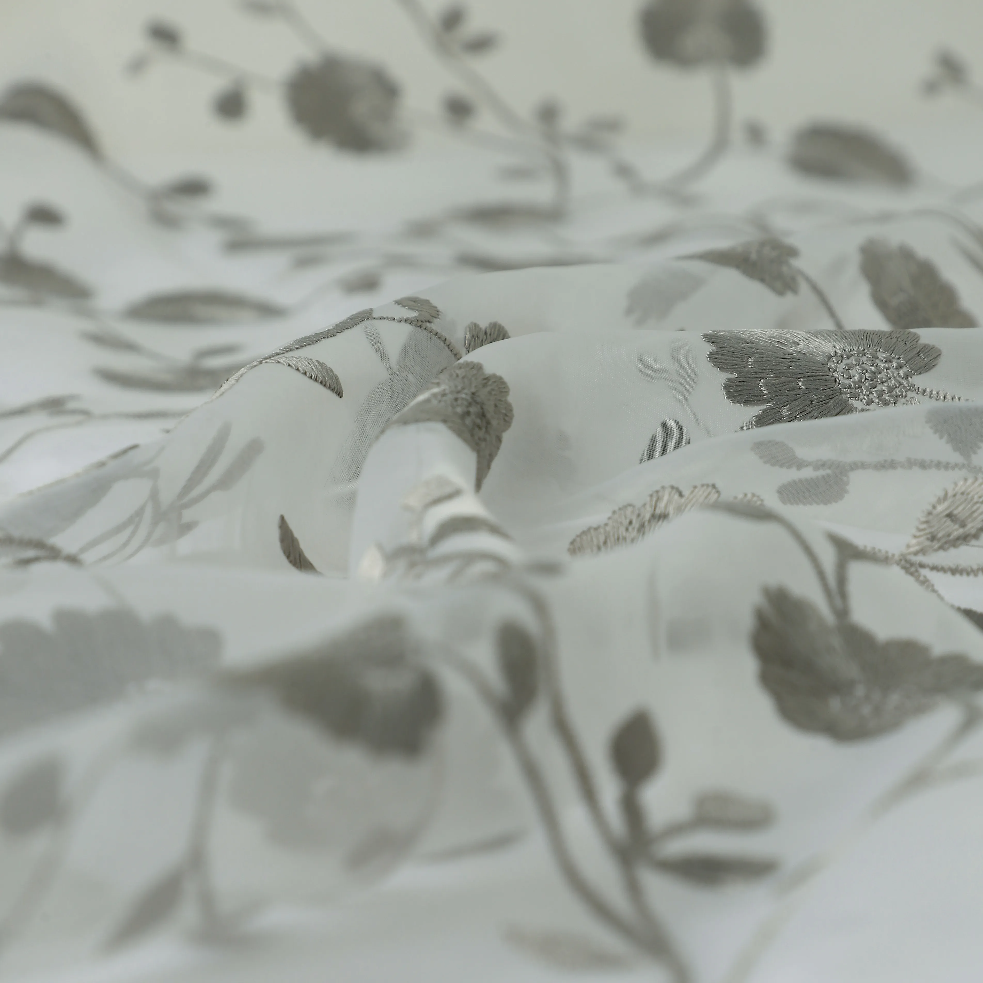 Velina Set Of 2 Embroidered Sheer Readymade Curtains | Vintage Chintz - Image 15