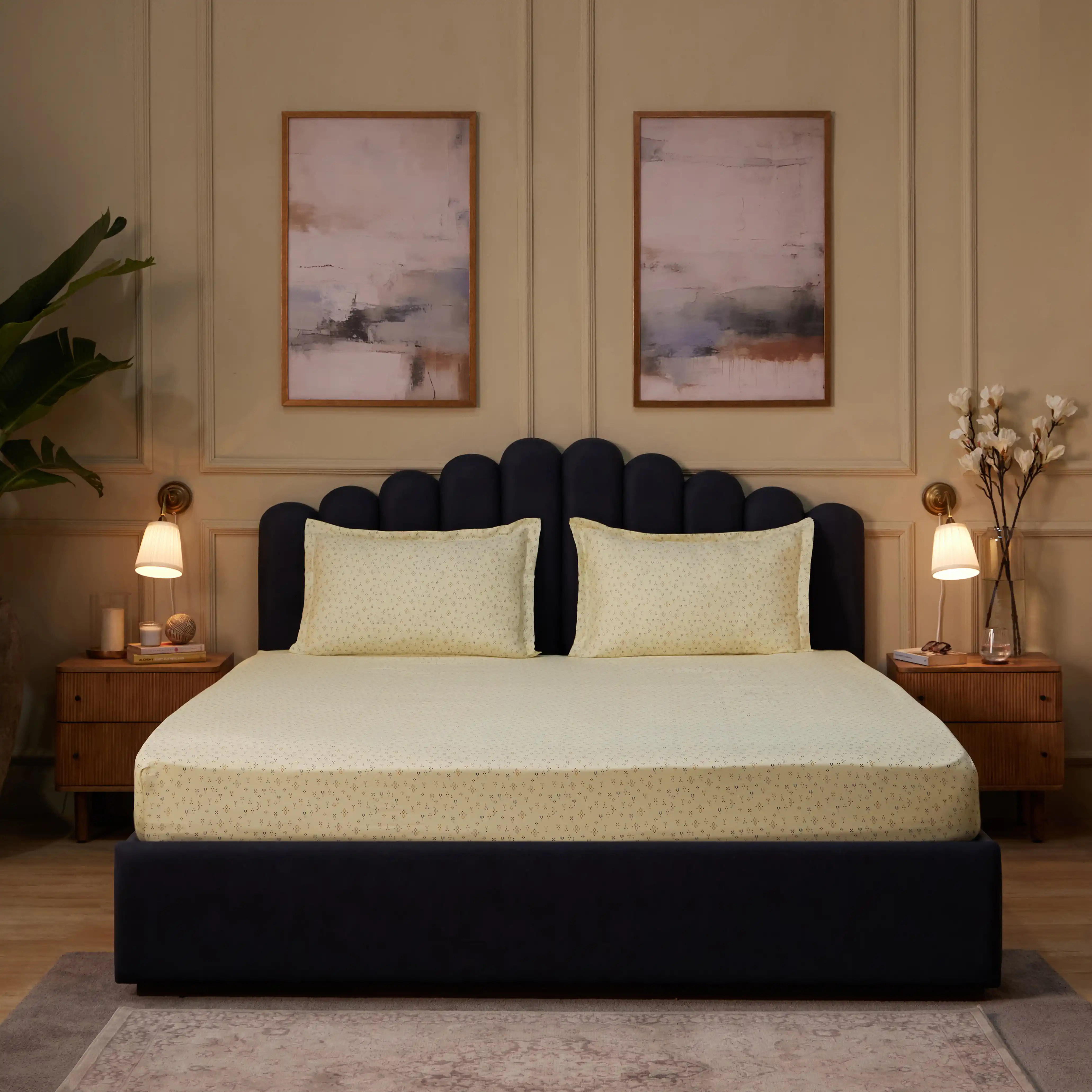 Yutori | 250TC Modern Micro Printed Cotton Bedsheet Set  | Pillow Cover with Merrow Hem Treatment - Image 12