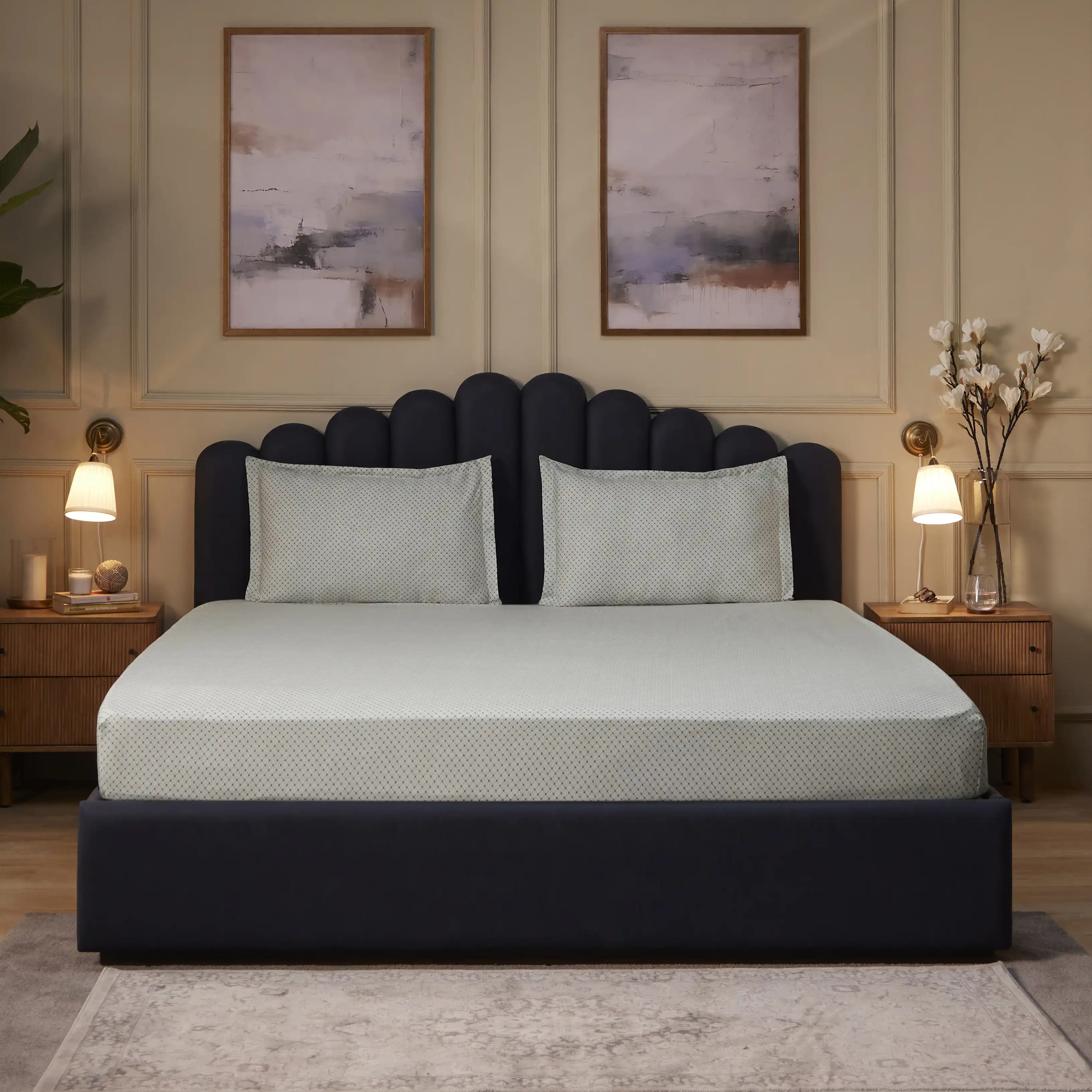 Yutori | 250TC Modern Micro Printed Cotton Bedsheet Set  | Pillow Cover with Merrow Hem Treatment - Image 17