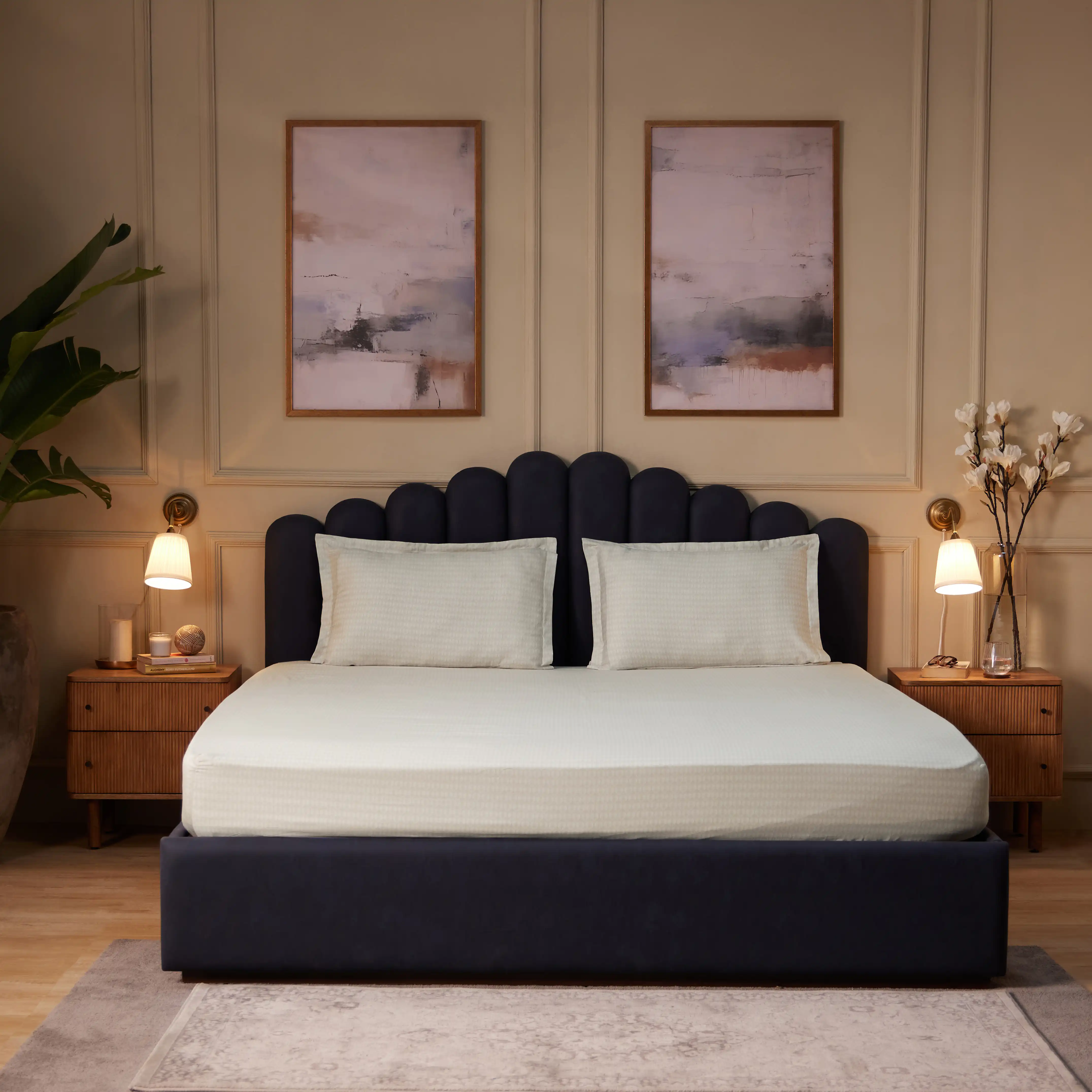 Yutori | 250TC Modern Micro Printed Cotton Bedsheet Set  | Pillow Cover with Merrow Hem Treatment - Image 22