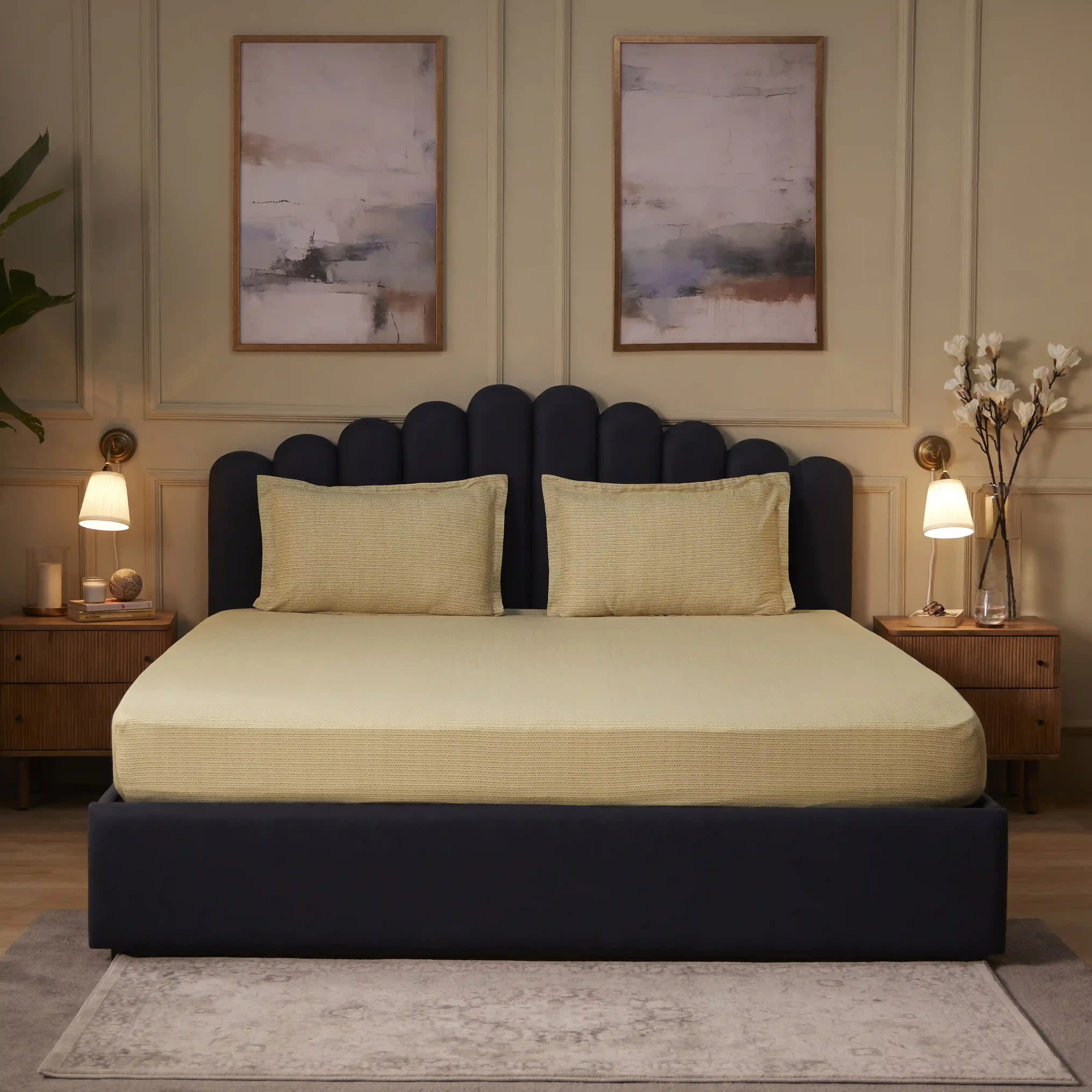 Yutori | 250TC Modern Micro Printed Cotton Bedsheet Set  | Pillow Cover with Merrow Hem Treatment - Image 7