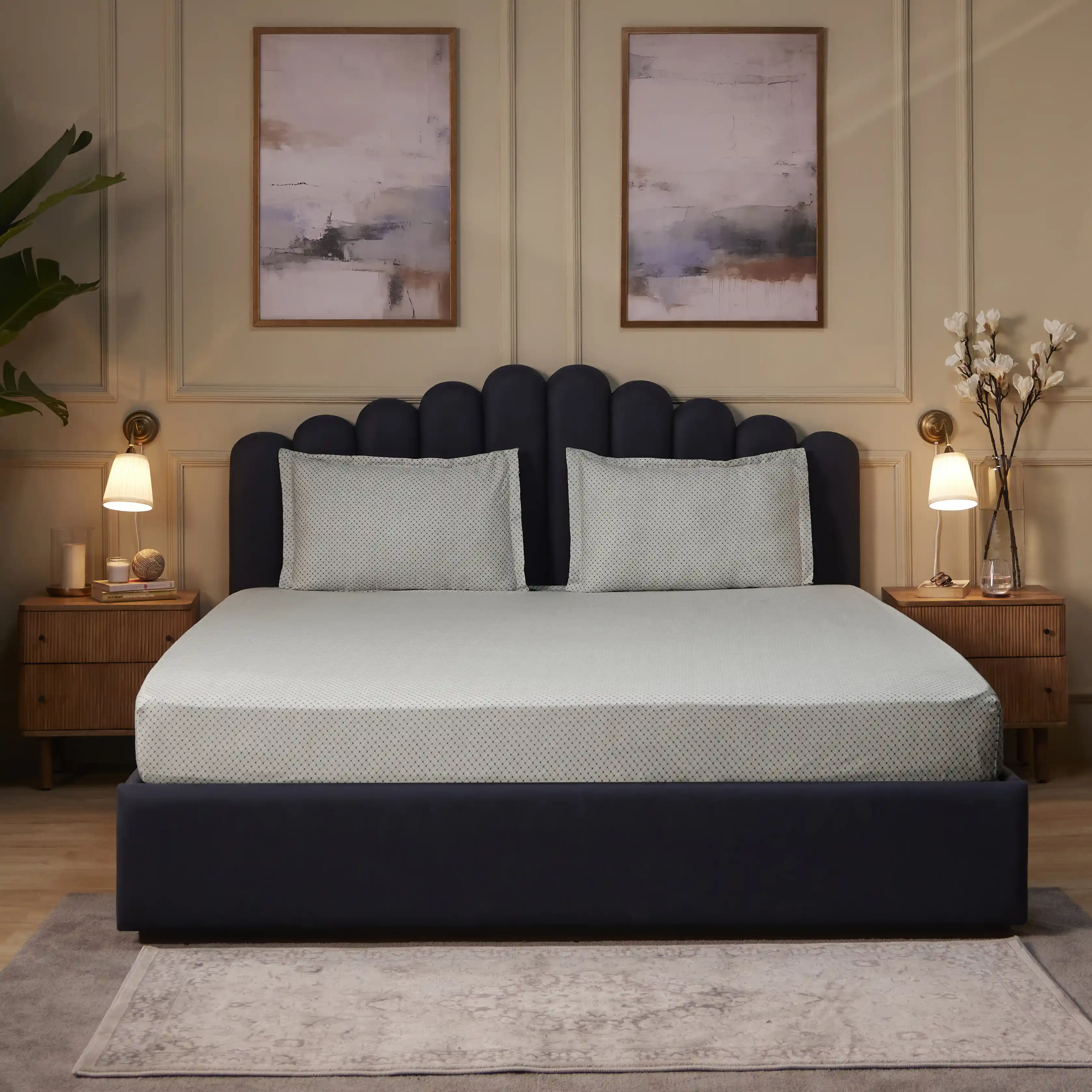 Yutori | 250 TC Modern Micro Printed Cotton Fitted Sheet Set  | Pillow Cover with Merrow Hem Treatment - Image 23