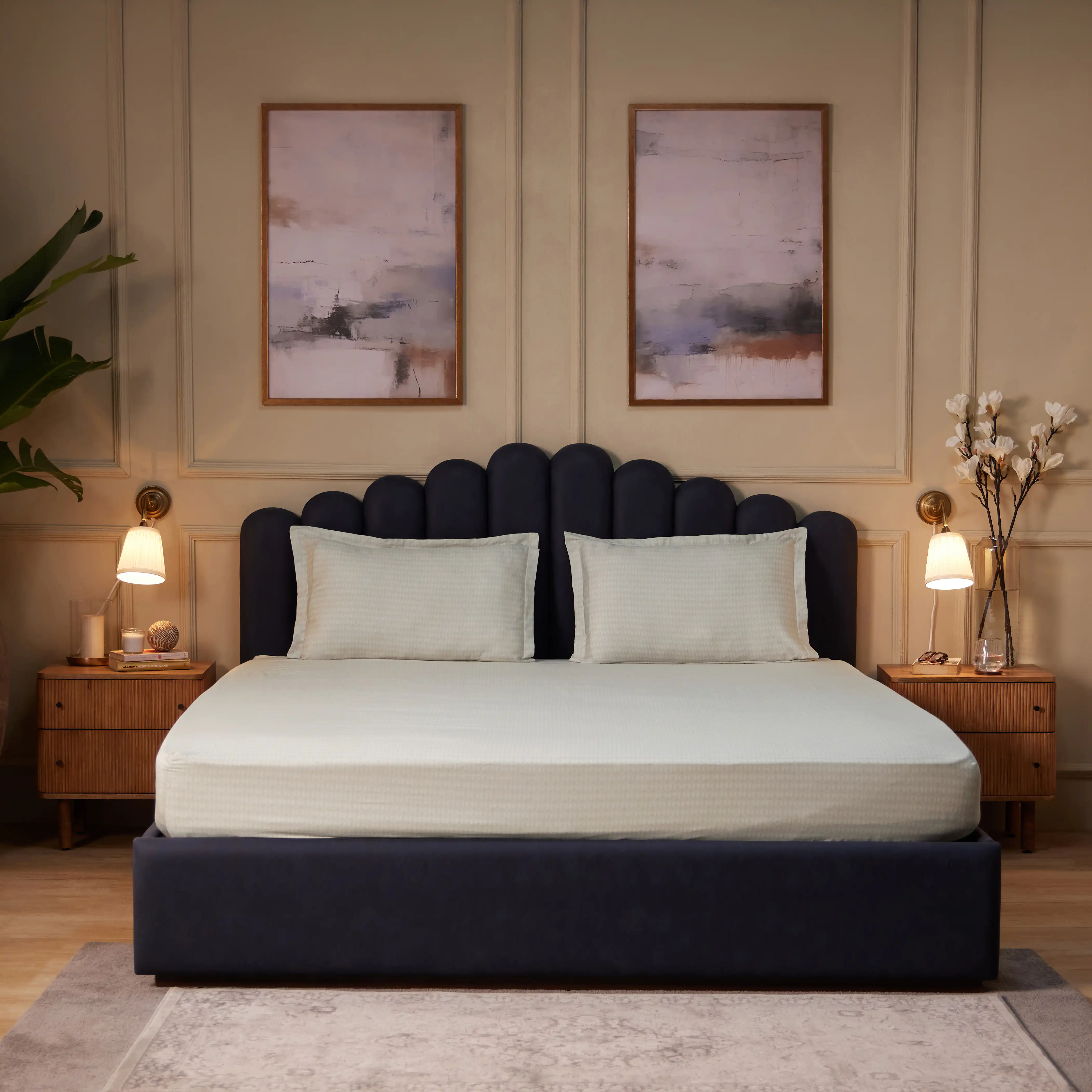 Yutori | 250 TC Modern Micro Printed Cotton Fitted Sheet Set  | Pillow Cover with Merrow Hem Treatment - Image 30